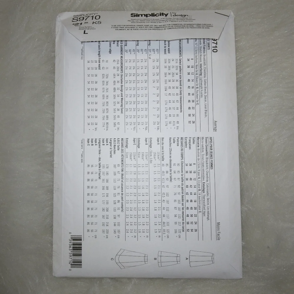 Simplicity S9710 Sz 8-16 Misses Button front skirts with pockets, 3 variations